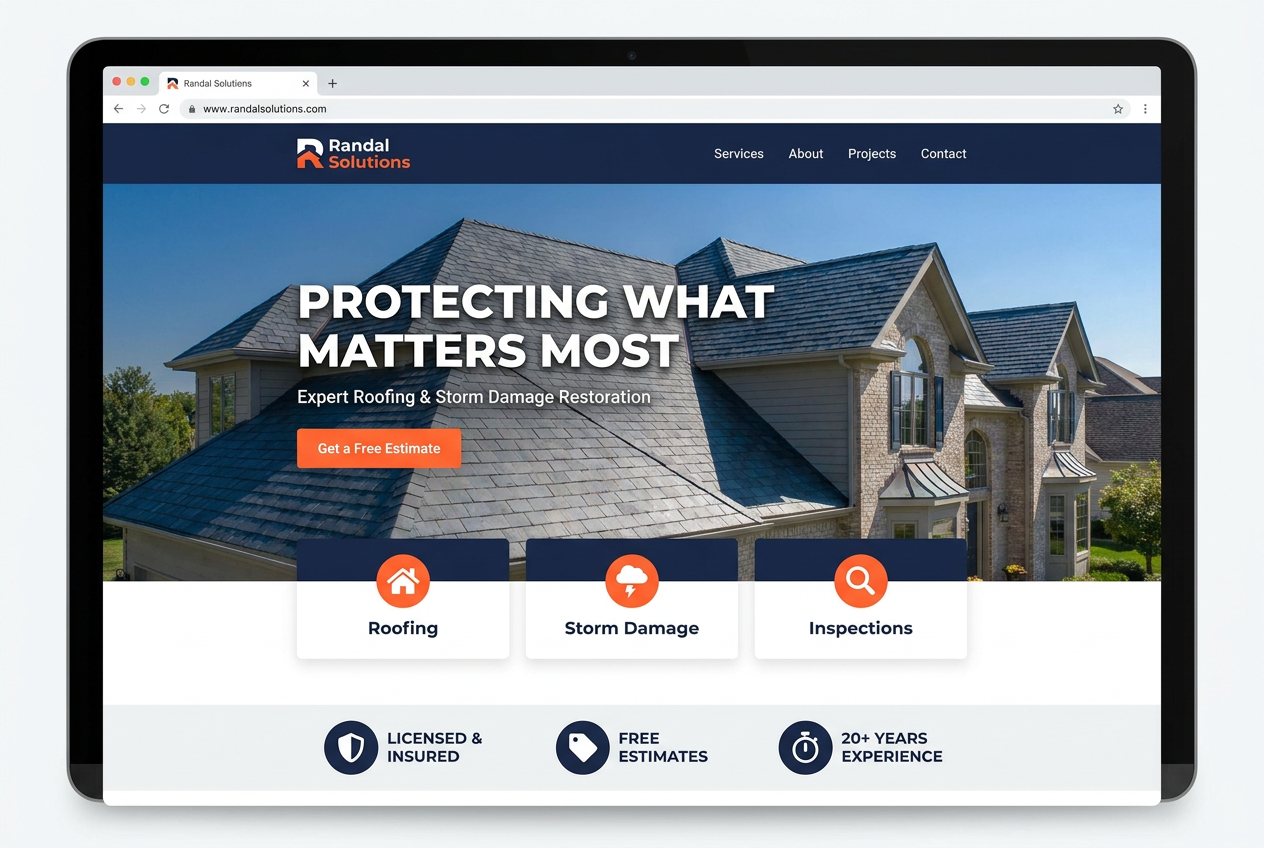 Randal Solutions website on laptop